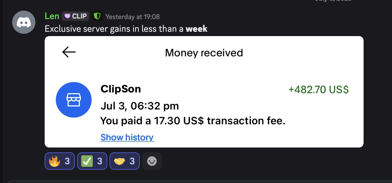 ClipSon Payment Received